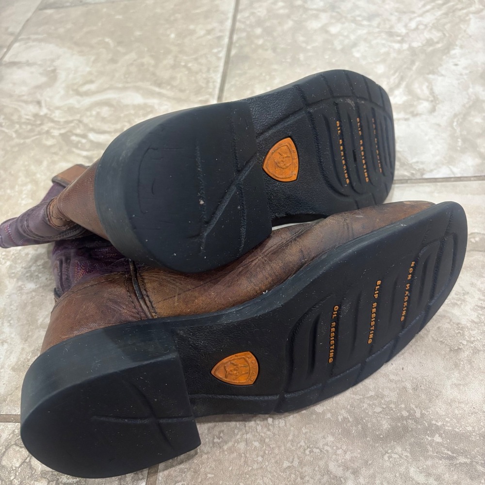 Ariat Womens Krista Steel Toe Work Boots Brown Purple Leather 10009494 Size 6B - Picture 9 of 15
